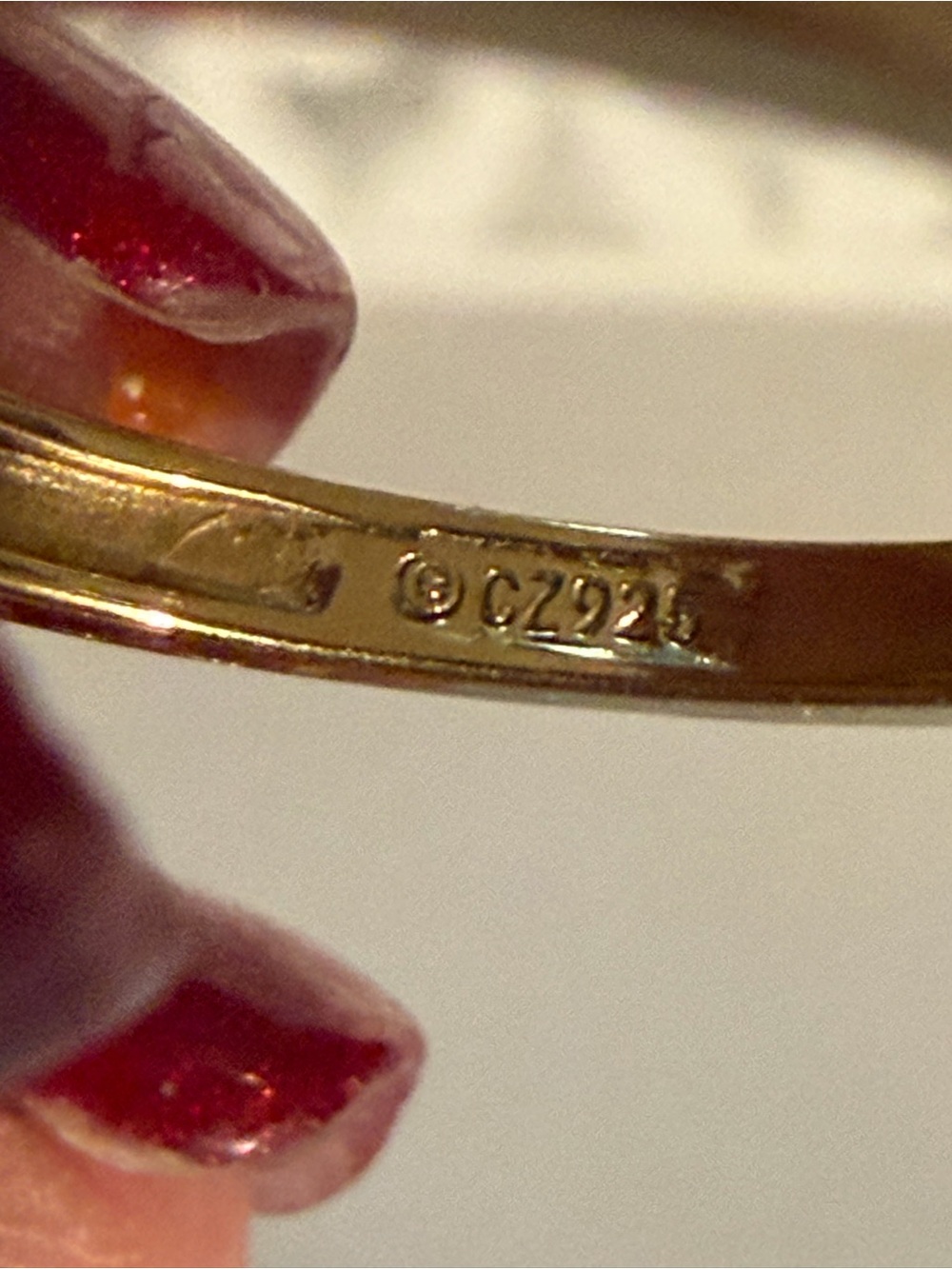 Gold Tone over 925 Sterling Silver CZ Stacker Set of 2 - Picture 7 of 7